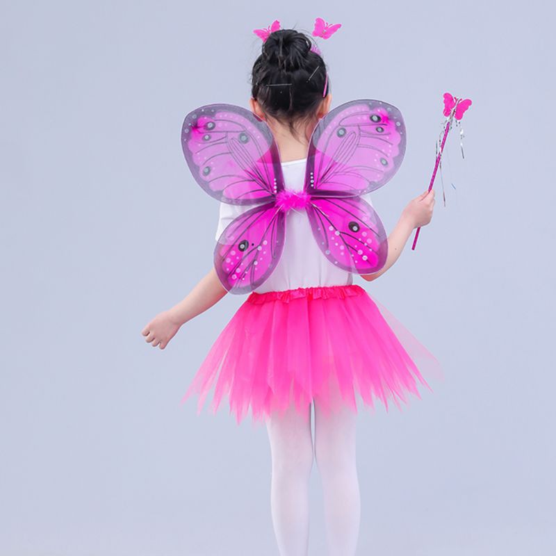 Bộ trang phục kèm phụ kiện hóa trang công chúa dễ thương cho bé gái Girls Butterfly Costume Tutu Dress