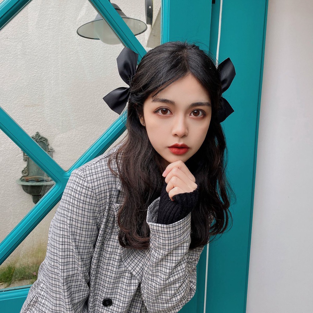 1 Cặp Kẹp Tóc Hình Nơ Màu Sắc Trơn Dành Cho Nữ