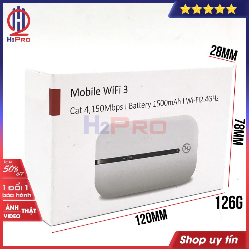 Bộ phát wifi 4G không dây H2Pro WIFI 3 cao cấp, tốc độ cao 150MBPS-10 Users, bộ phát wifi từ sim 4G