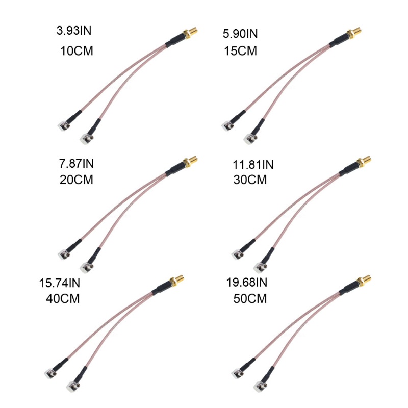 Cáp Nối Dài Ăng Ten WiFi Chuyển Đổi Từ Đầu Cắm SMA-Female Sang Hai TS9 10 15 20 30 40 50cm