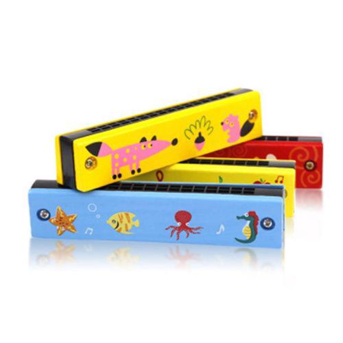 JQAIQ Educational Musical Wooden Harmonica Instrument Mini Cartoon Kids Toys