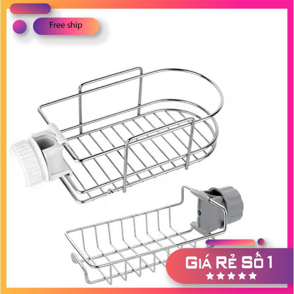 Giá treo đồ rửa bát inox gắn vòi nước