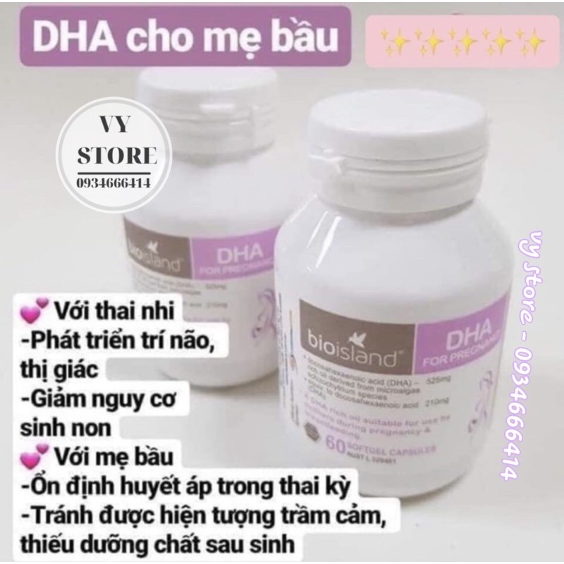 DHA Bầu Bioisland 60 viên, vitamin thực phẩm chức năng cho mẹ bầu