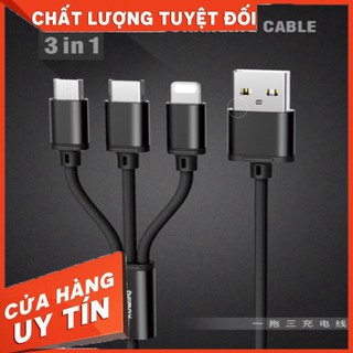 Cáp sạc 3 đầu Siêu Rẻ Remax RC131 TH 3 trong 1 (Lightning, Micro Usb, Type C)