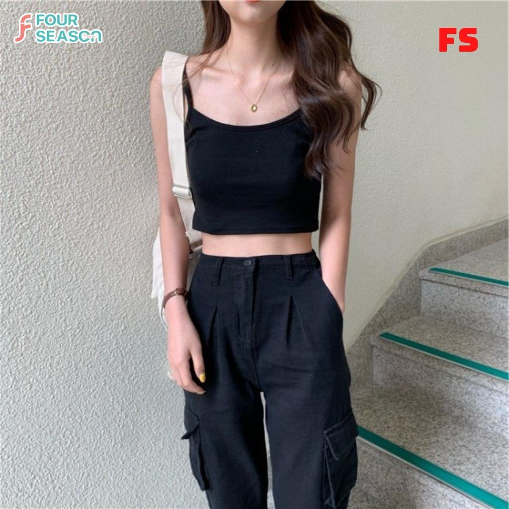 Áo croptop hai dây ACT11 4S áo thun nữ dáng ôm body quyến rủ | BigBuy360 - bigbuy360.vn