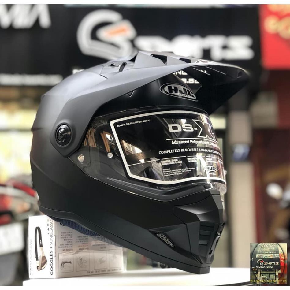 Mũ bảo hiểm FullFace Dual Sport HJC DS-X1 Solid Black Adventure - Mũ cào cào, chuyên Motor địa hình,phượt