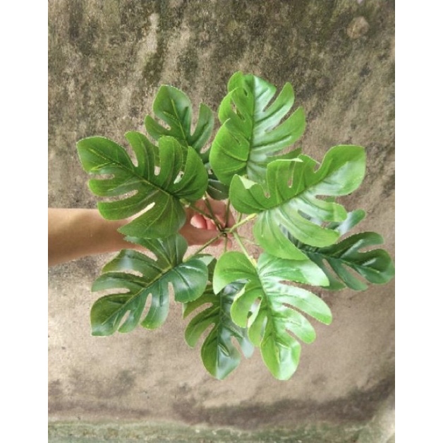 Cây giả cây 9lá to nhiều màu sắc lá giả trang trí nhà cửa bền đẹp