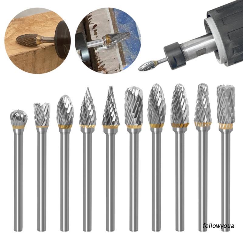 Set 10 Mũi Khoan Xoay Bằng Thép Cacbua Bền Chuyên Dụng Cho Chế Biến Gỗ Và Kim Loại