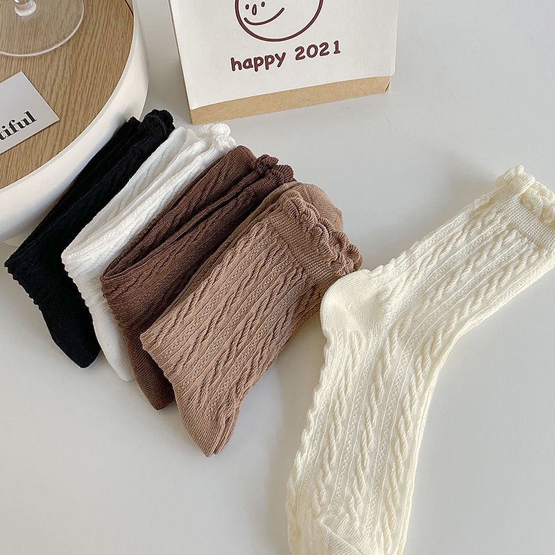 Vớ cotton Cổ Cao Màu Sắc Xinh Xắn Dành Cho Nữ