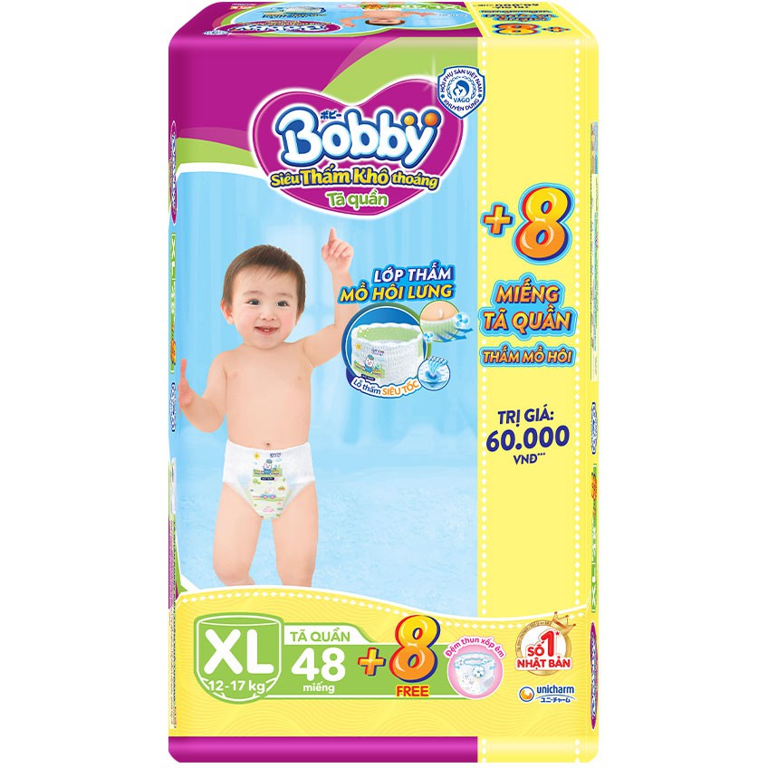 Tã quần Bobby M60/ L54/ XL48/ XXL44/ M74/ L68 mẫu mới