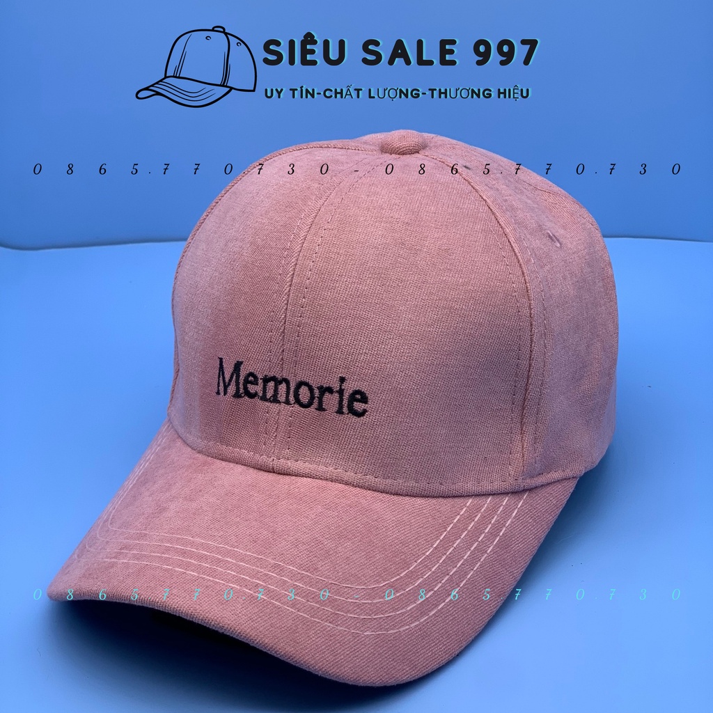 MŨ LƯỠI TRAI THÊU MEMORIE CHẤT NHUNG MỀM MỊN, NÓN KẾT UNISEX CÁ TÍNH THỜI TRANG