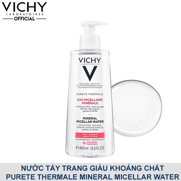 Vichy Chính Hãng- Nước Tẩy Trang Vichy Cho Da Nhạy Cảm Pureté Thermale Mineral Micellar Water 400ml