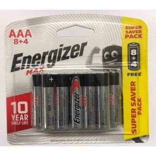 Pin AAA Energizer Max 1.5v BP 8+4