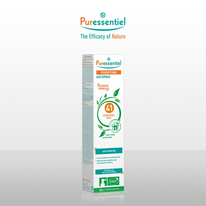 Xịt khử khuẩn không khí Puressentiel 200ml, thành phần tinh dầu chiết xuất từ thiên nhiên, bảo vệ sức khỏe gia đình