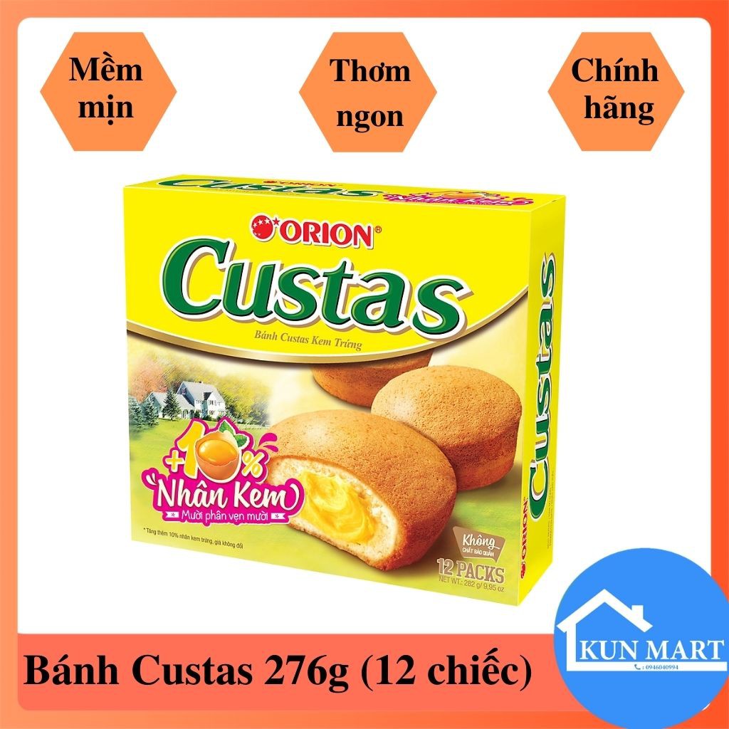 Bánh Custas thơm ngon mềm mịn hộp 276g (12 gói)