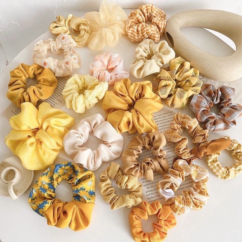 Dây cột tóc vải scrunchies nhiều màu JUNIDO