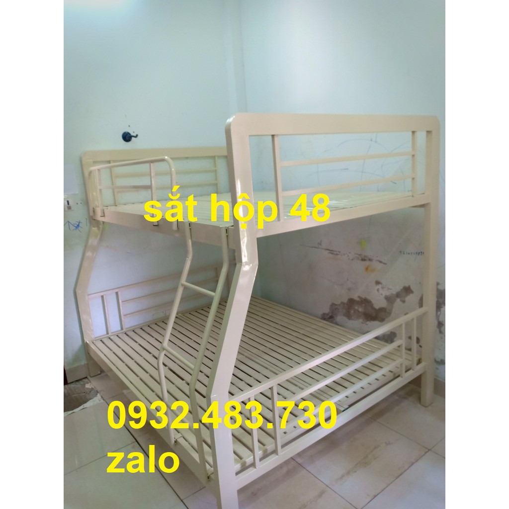 Giường sắt 2 tầng sắt hộp 1m4x1m6 cao cấp