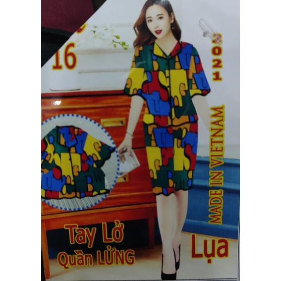 Bộ tay lỡ quần lửng lượn sóng vải lụa mango