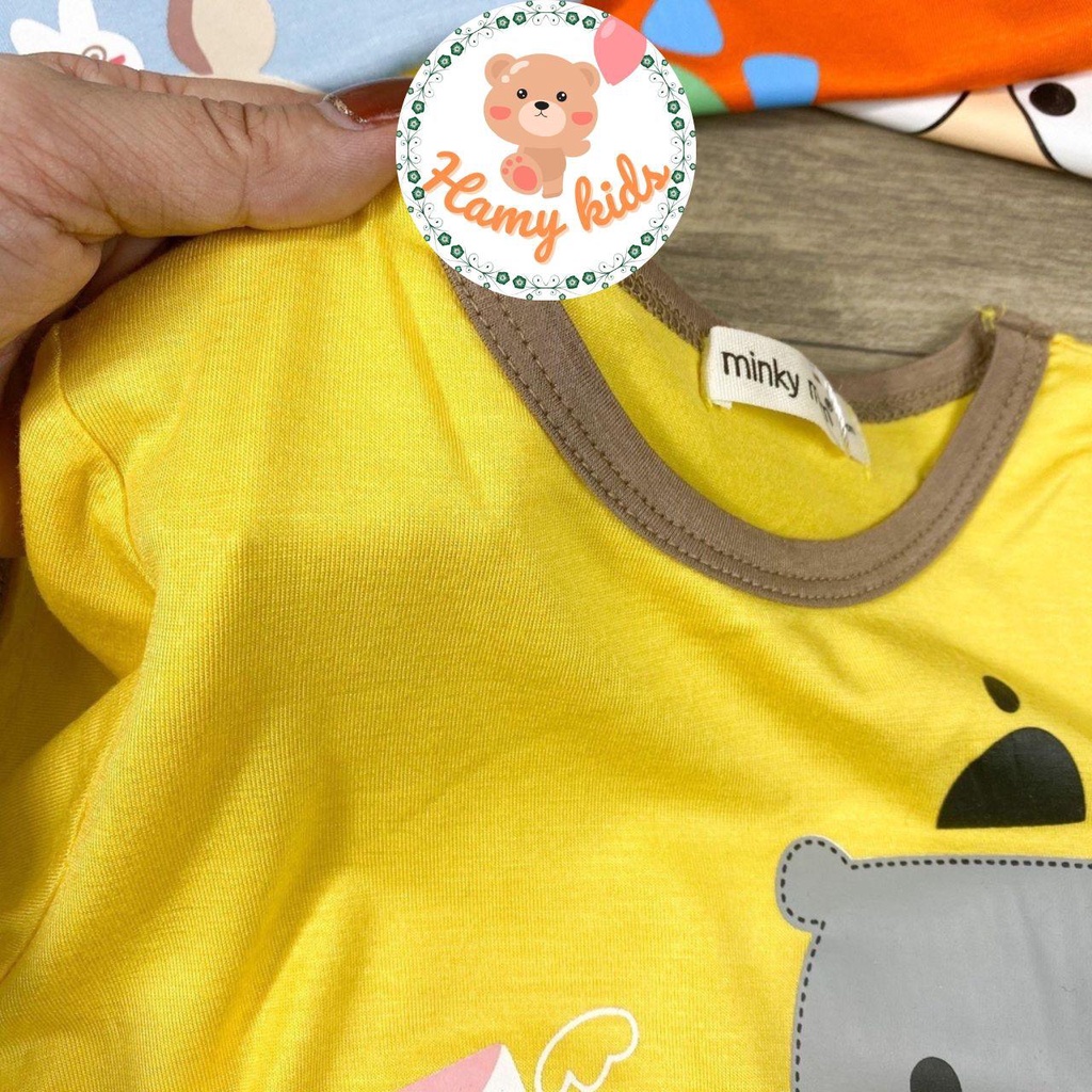 Đồ Bộ Cộc Tay Minky Mom Chính Hãng Thun Lạnh Tay Ngắn Hình in Gấu Bò Sữa Bé Trai Bé Gái Từ 0-5 Tuổi Dưới 20kg - Hamykids