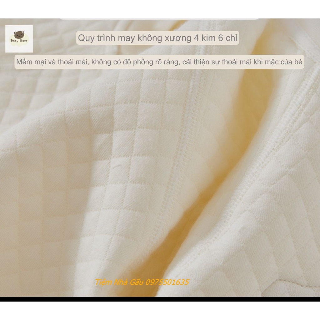 Body dày gắn gấu nâu chất liệu cotton cao cấp chần bông giữ ấm cho bé phong cách Hàn Quốc