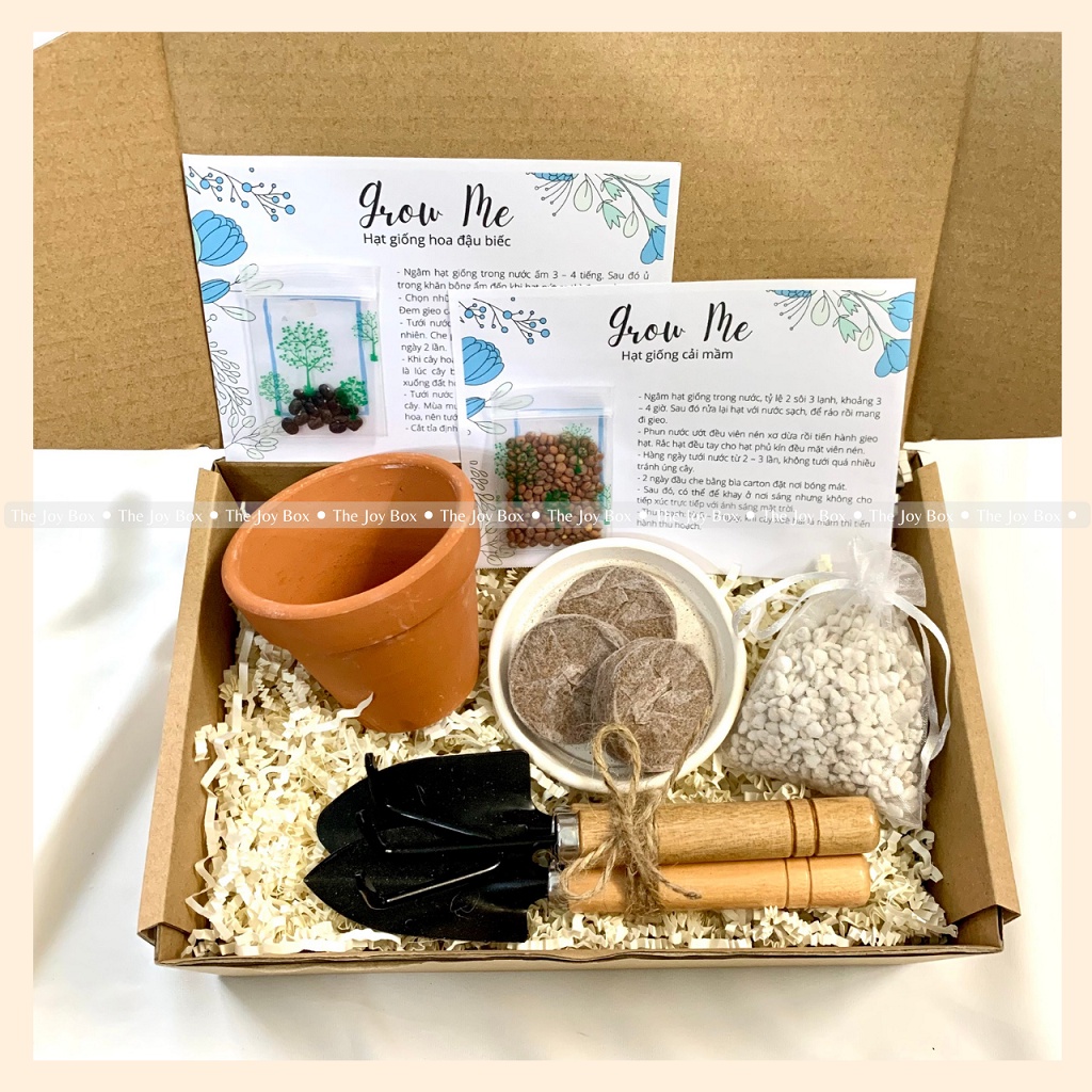 Hộp quà tặng nam nữ, quà tặng cho bé GROW ME - Set quà tặng sinh nhật, kỷ niệm, Combo quà tặng trồng cây THE JOY BOX