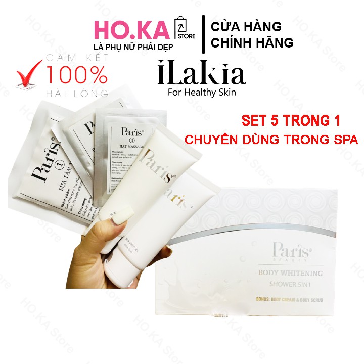 [SET] Sữa Tắm Trắng Da Body Toàn Thân Paris 5 In 1 Lakia Tại Nhà Bật Tone Tự Nhiên An Toàn HOKA