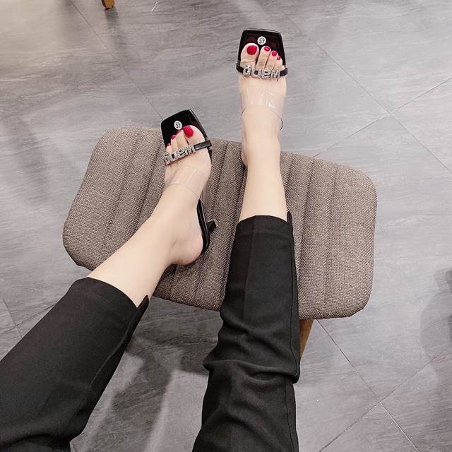 Guốc Lê 2 cầu gót nhọn 7cm