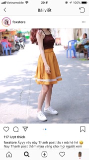 Chân váy Đỏ viền trắng fox store