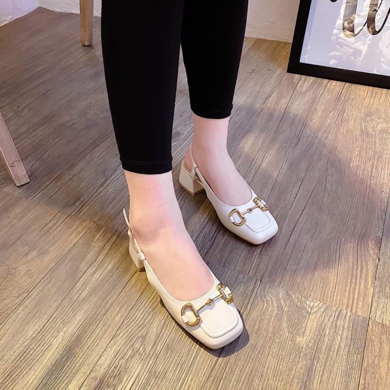 Giày Nữ 3 Phân Thiết Kế Khóa Pixi Thời Trang Phong Cách Trẻ Trung Với 3 Màu Đen Trắng kem Size 35 - 39