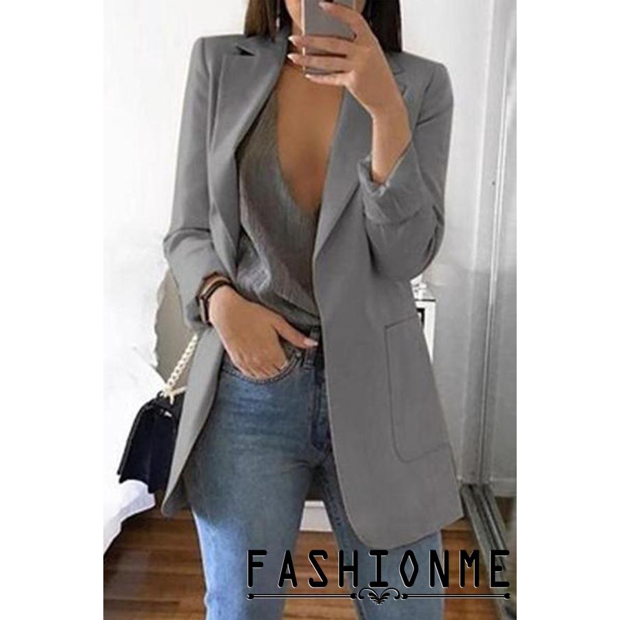 Áo khoác vest màu trơn thiết kế đơn giản thanh lịch cho nữ | BigBuy360 - bigbuy360.vn