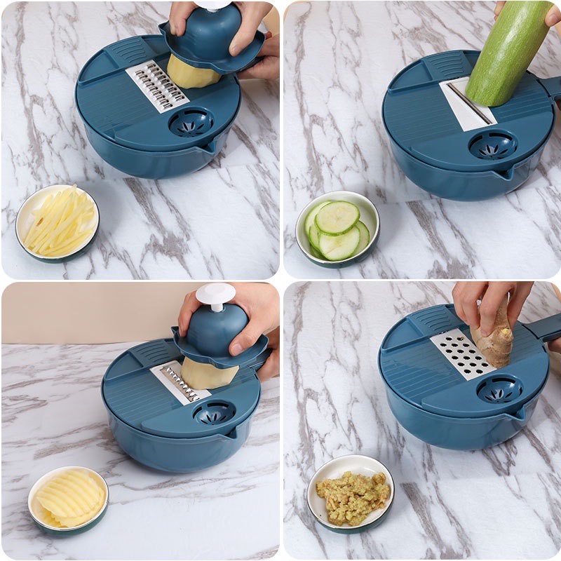 Bộ nạo rau củ đa năng, rổ bào sợi rau củ tiện lợi, bộ bào nạo rau củ kiêm rổ và chậu