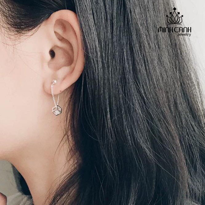 Bông Tai Hình Lập Phương Dạng Treo - Minh Canh Jewelry