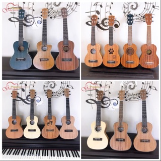 Đàn ukulele soprano, concert, tenor gỗ 21 inch, 23 inch, 26 inch