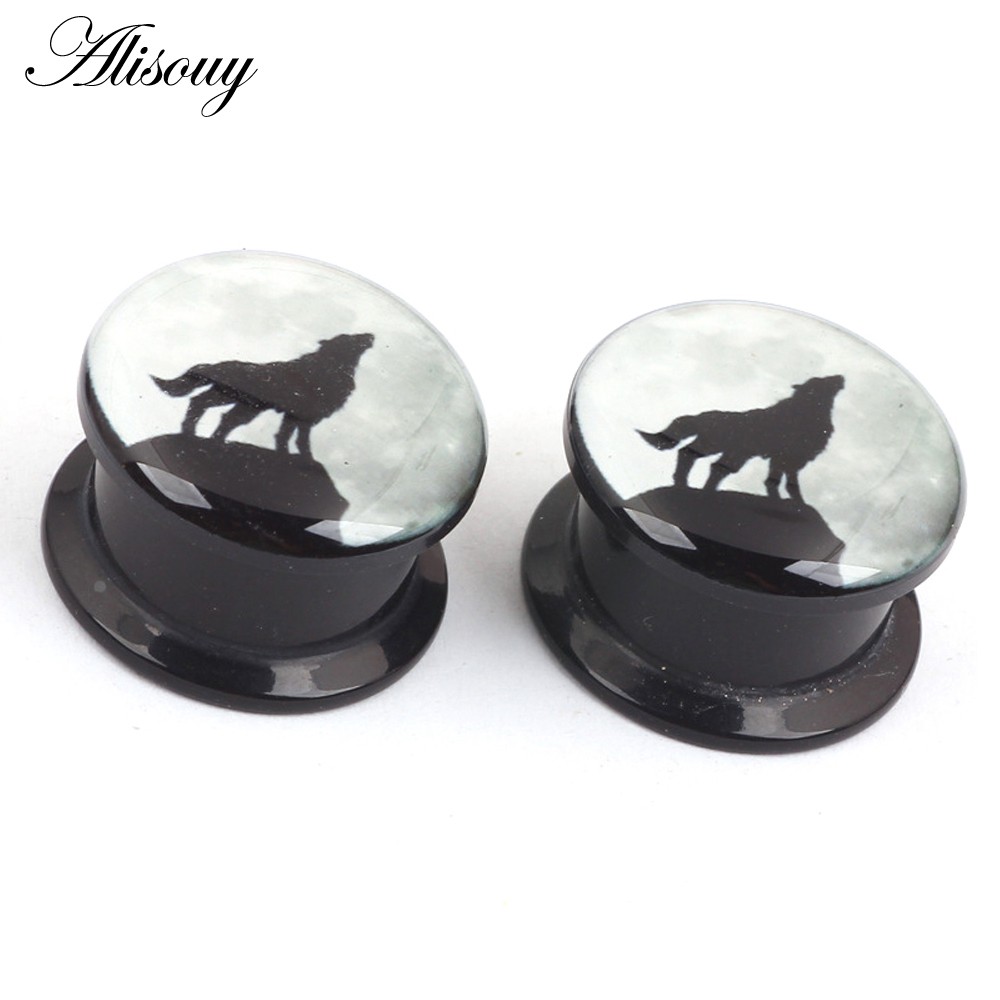 Alisouy Set 2 Khuyên Nong Tai Hình Sói Bằng acrylic