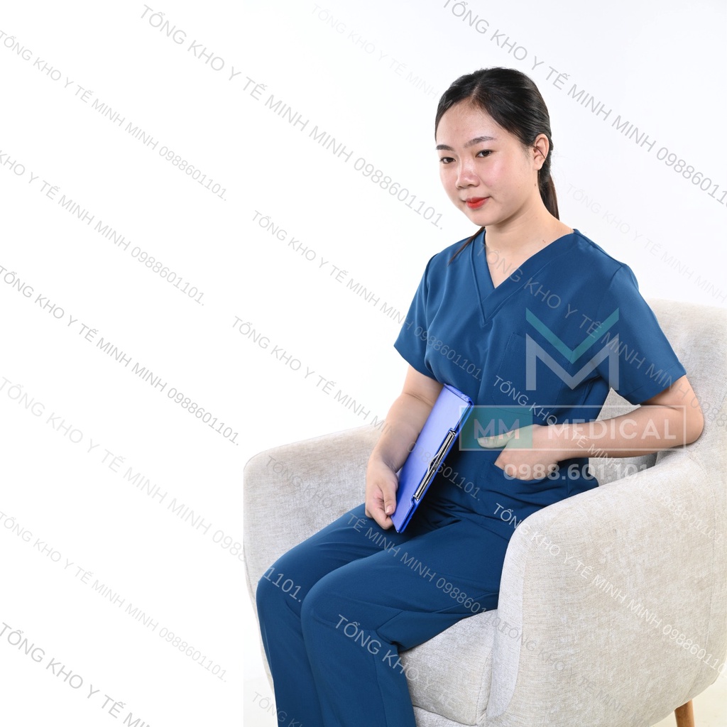 Đồng phục, quần áo bác sĩ, y tá, điều dưỡng, spa, phòng khám nam, nữ màu XANH SẪM, xanh dương đậm