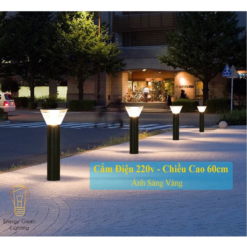 Đèn Cột Sân Vườn Energy Green Lighting Hình Nón DSV-2160 - Chiều Cao 60cm - Sử Dụng Điện Và Dùng Năng Lượng Mặt Trời