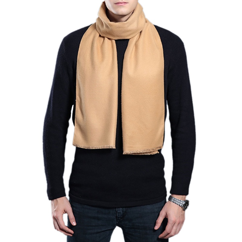 Khăn Choàng Pashmina Mềm Mại Phối Tua Rua 9 Màu Trơn Giữ Ấm Mùa Đông Cho Nam