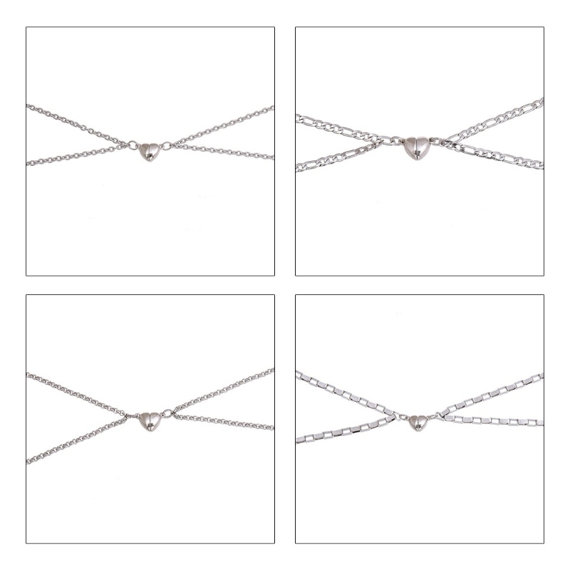 Flgo Dây Chuyền Một Cặp Mặt Hình Trái Tim Từ Tính Phong Cách Retro Đơn Giản Cho Cặp Đôi