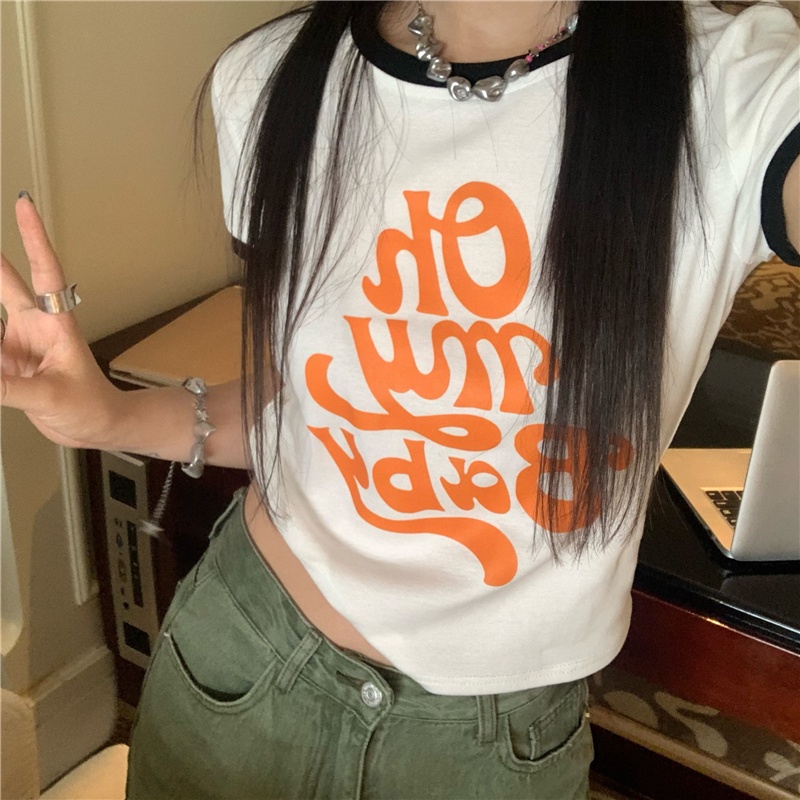 Áo Thun Nữ Tay Ngắn Dáng Ôm In Chữ