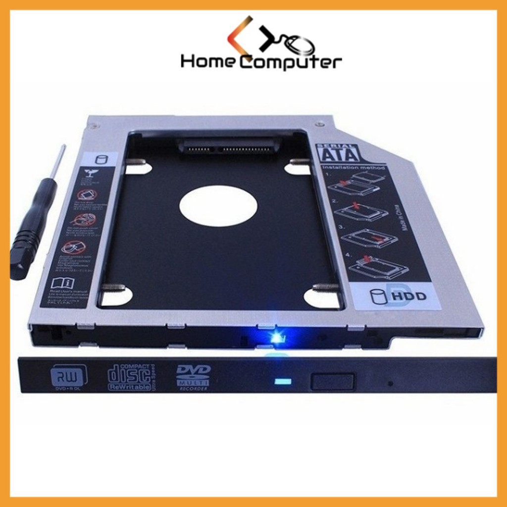 Caddy Bay Sata3 Cho SSD Và HDD 2,5” - Vỏ Nhựa – Size: 9.5mm – Khay Ổ Cứng Thay Thế Ổ DVD - HomeComputer