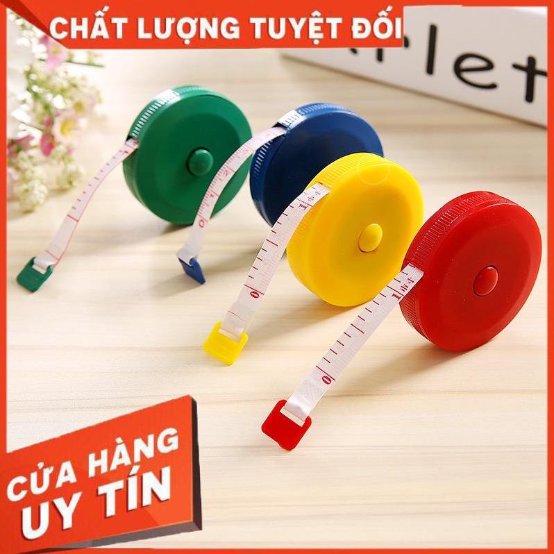 (Video Clip)  Thước Dây Cuộn Rút Thu Tự Động HỘP TRÒN 1.5 Mét - Đo Eo, Vòng Bụng Sức Khỏe