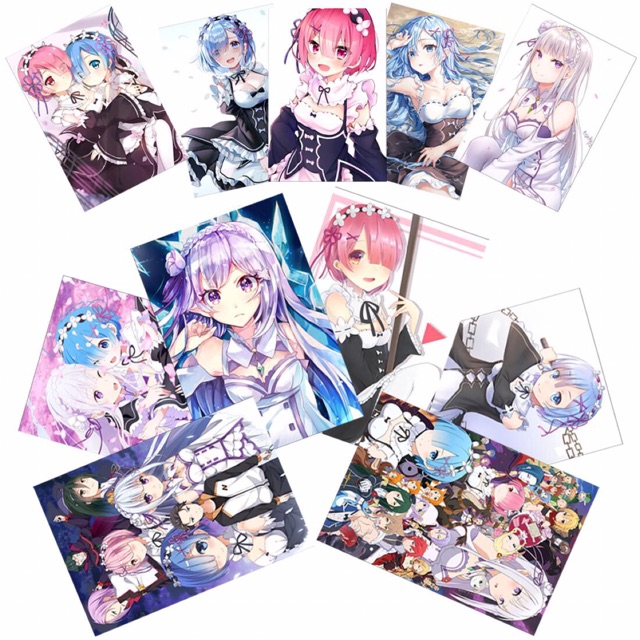 Ảnh card re:zero ramrem 11 cái có ép , card để ví anime ramrem