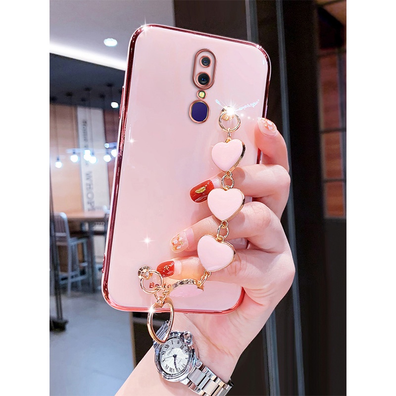 Ốp Điện Thoại Kết Cấu Sang Trọng Có Vòng Tay Trái Tim Cho OPPO A9 2020 A5 2020 F11 F11 Pro