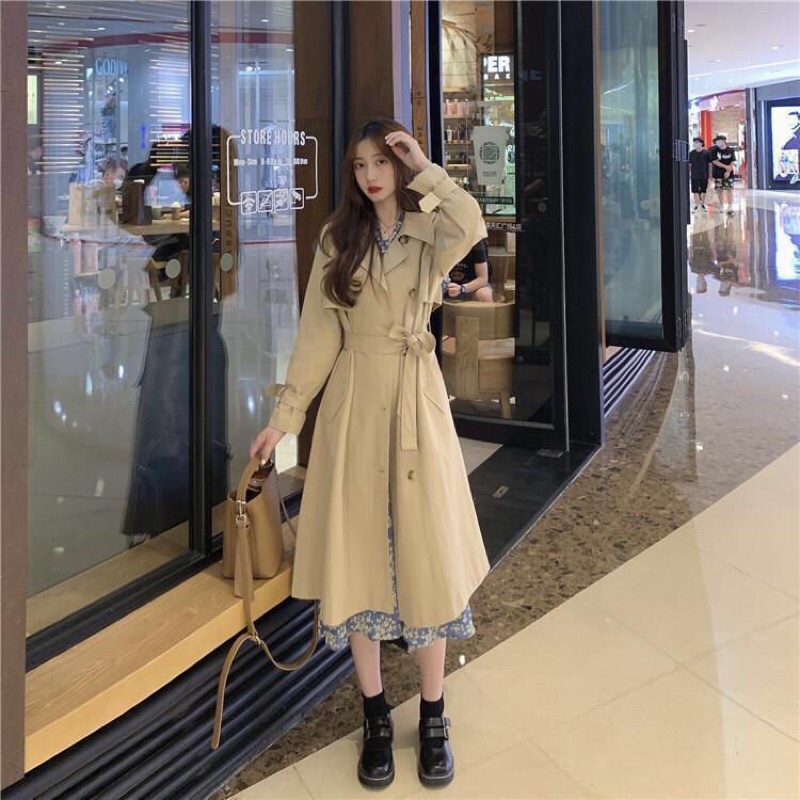 Áo khoác mangto dáng dài có ảnh thật shop chụp và feedback của khách