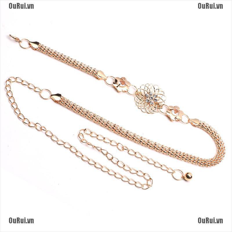 Thắt Lưng Kim Loại Màu Vàng Thời Trang Thanh Lịch Cho Nữ