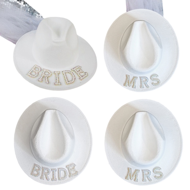 Mũ Đội Hóa Trang Cô Dâu Chú Rể Màu Trắng Nhã Nhặn