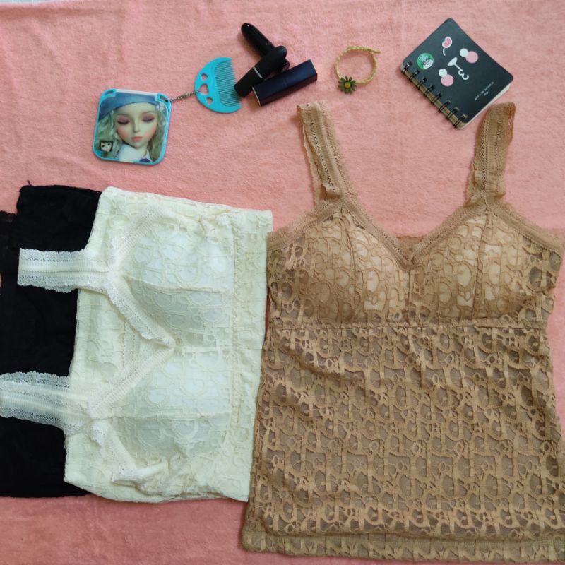 Áo 2 dây nữ lót lông, áo bra ren giữ nhiệt lót lông có miếng mút ngực đồ nữ thu đông phong cách Hàn đẹp