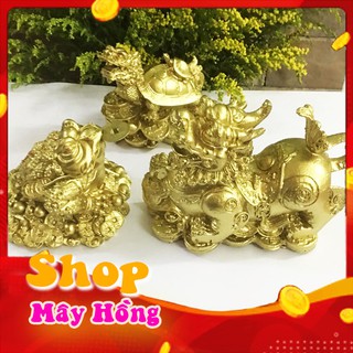 Combo Cỡ lớn  tượng tỳ hưu và cóc thiềm thử phong thủy và long quy màu sơn đồng mang tài lộc