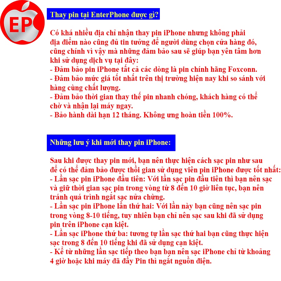 Pin iPhone 5/ 5S/ 5C chính hãng Foxconn bảo hành 12 tháng.