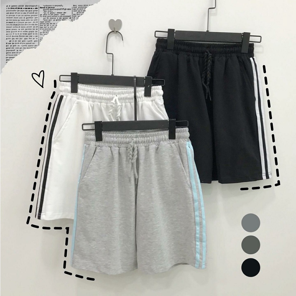 Quần Short Thun Ống Rộng 2 SỌC Ulzzang Unisex